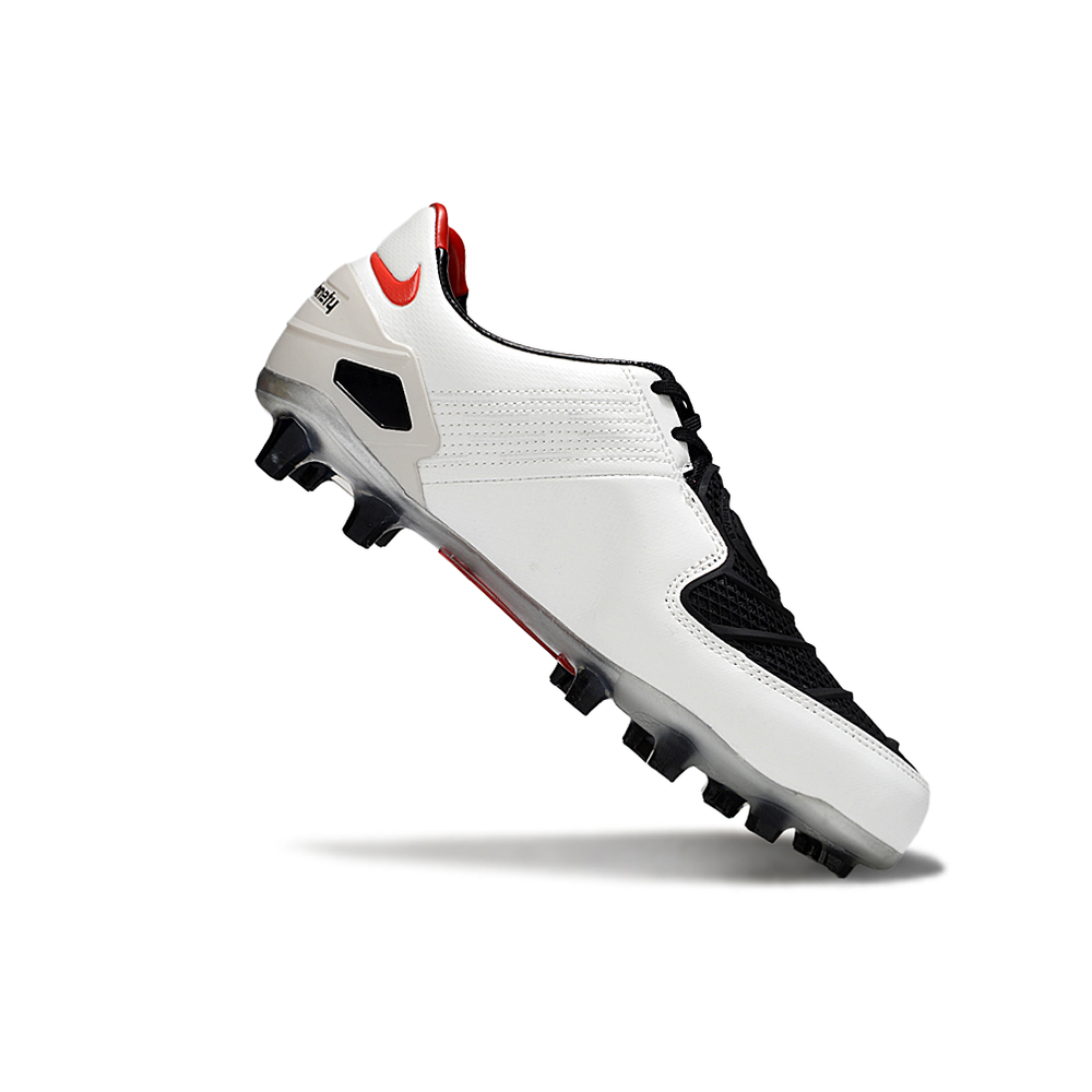 Chuteira Campo Nike Total 90 Laser FG Branca, Preta e Vermelha