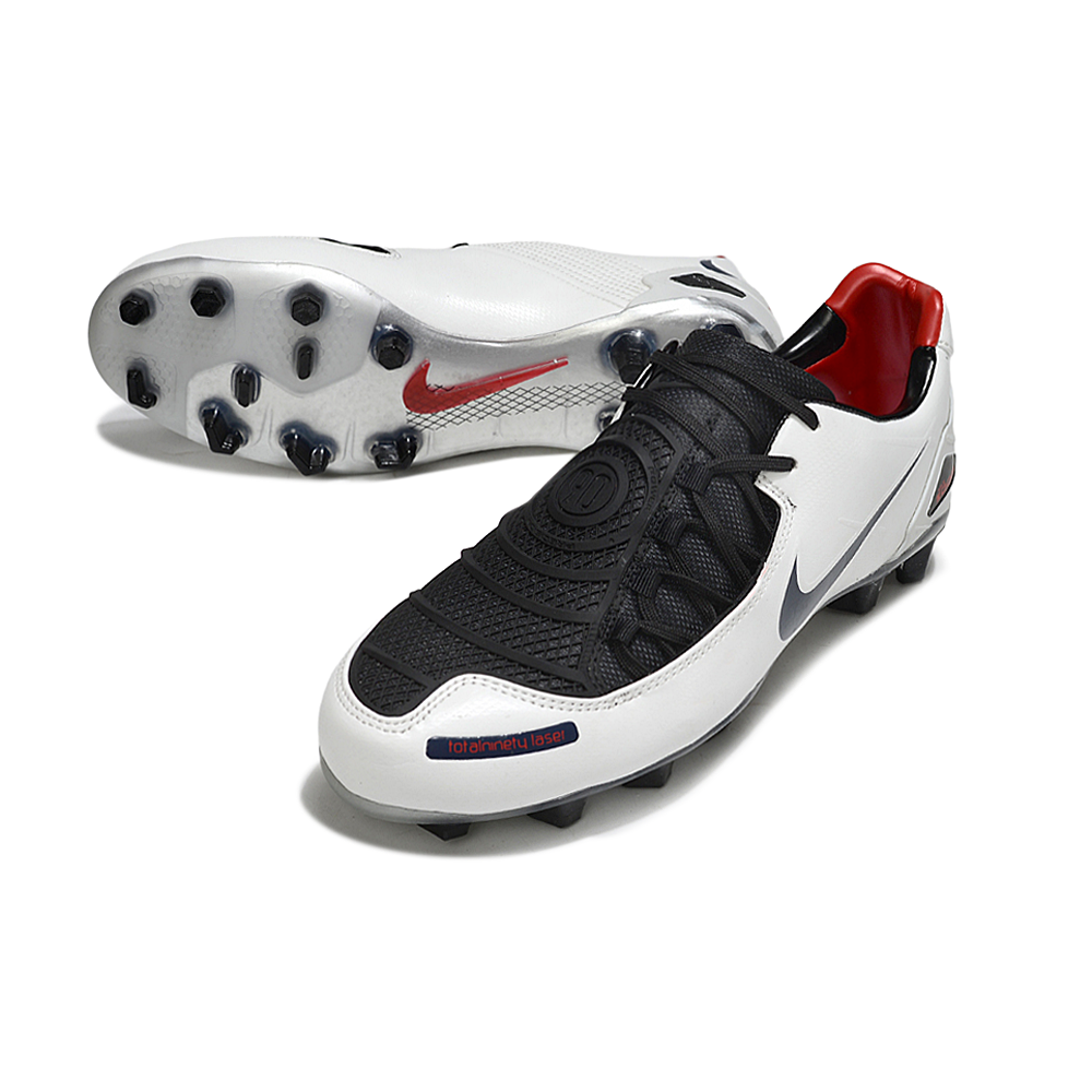Chuteira Campo Nike Total 90 Laser FG Branca e Preta
