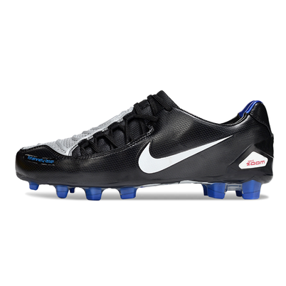 Chuteira Campo Nike Total 90 Laser FG Preta, Branca e Azul 