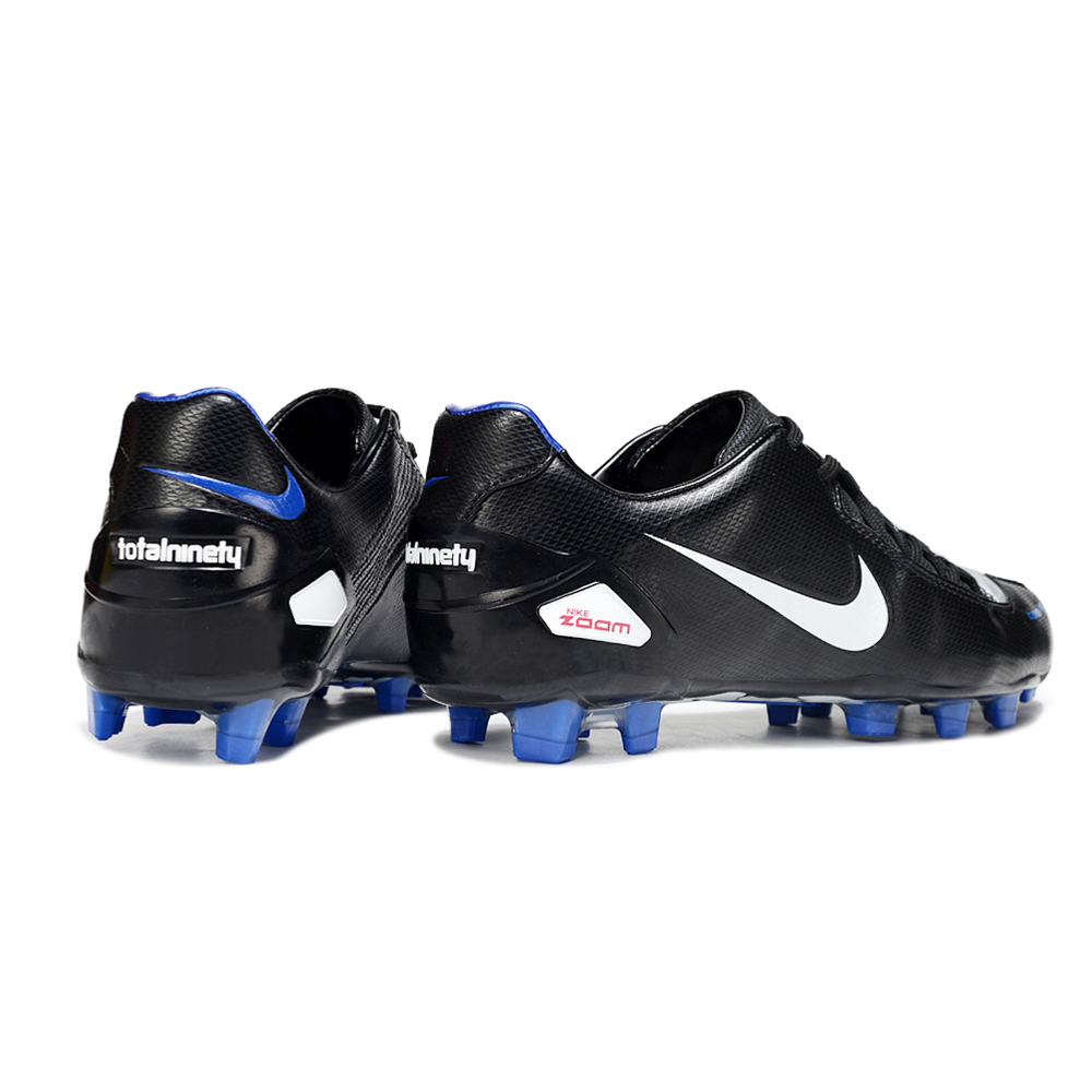 Chuteira Campo Nike Total 90 Laser FG Preta, Branca e Azul 