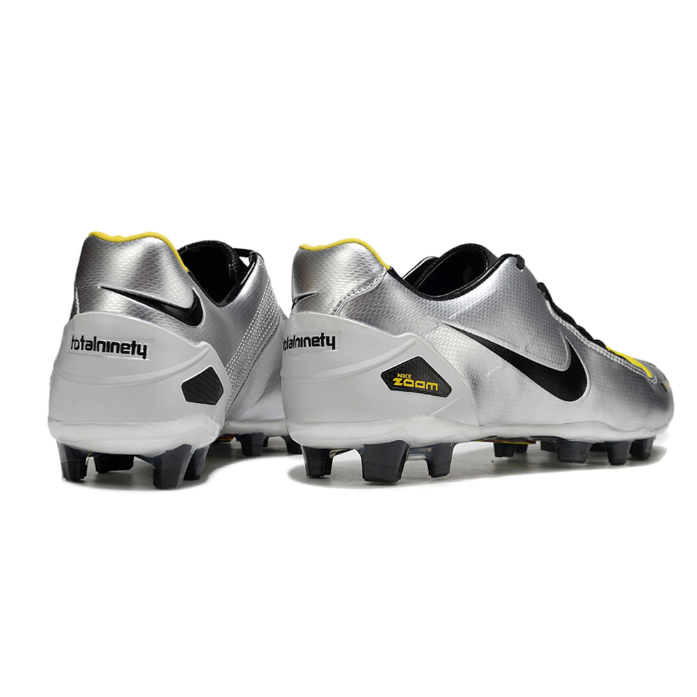 Chuteira Campo Nike Total 90 Laser FG Prata, Preto e Amarelo
