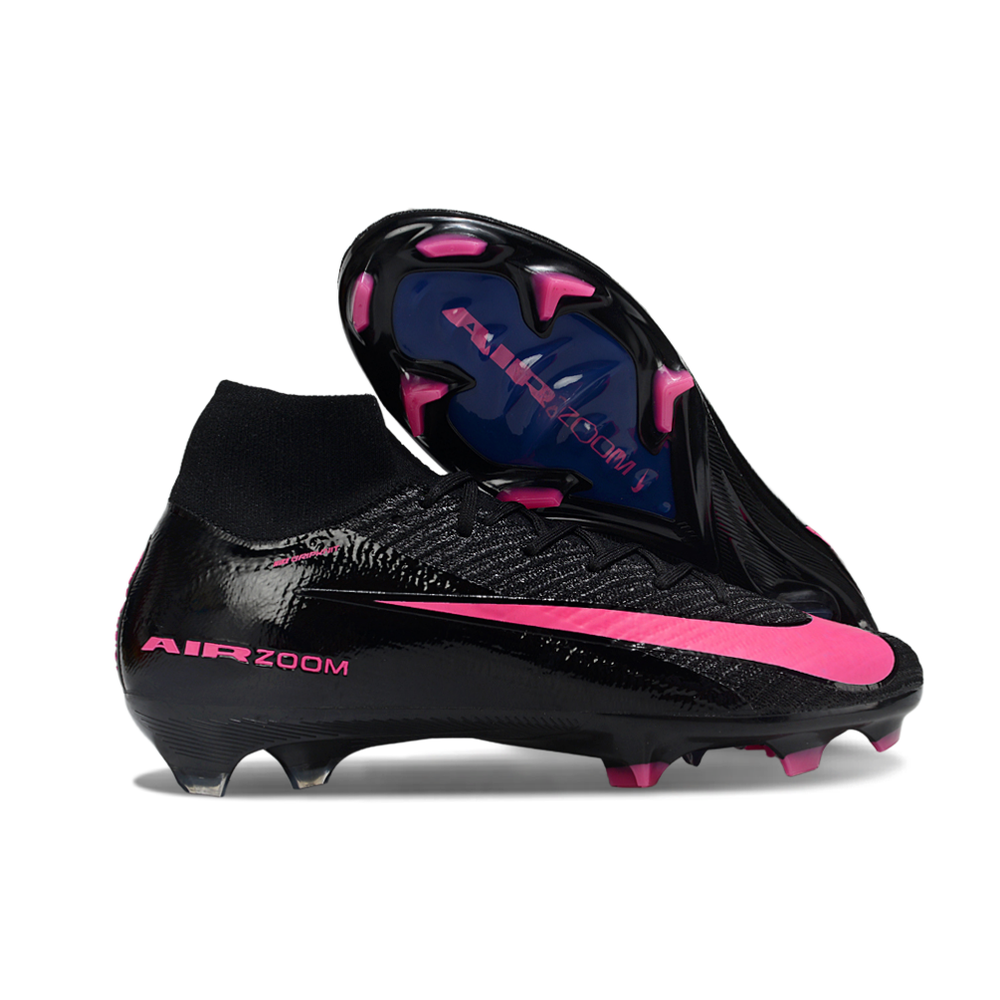Chuteira Infantil Campo Nike Air Zoom Mercurial Superfly 10 Elite FG Preto e Rosa Claro
