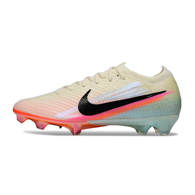 Chuteira Infantil Campo Nike Air Zoom Mercurial Vapor 16 Elite FG Bege, Azul, Laranja e Rosa