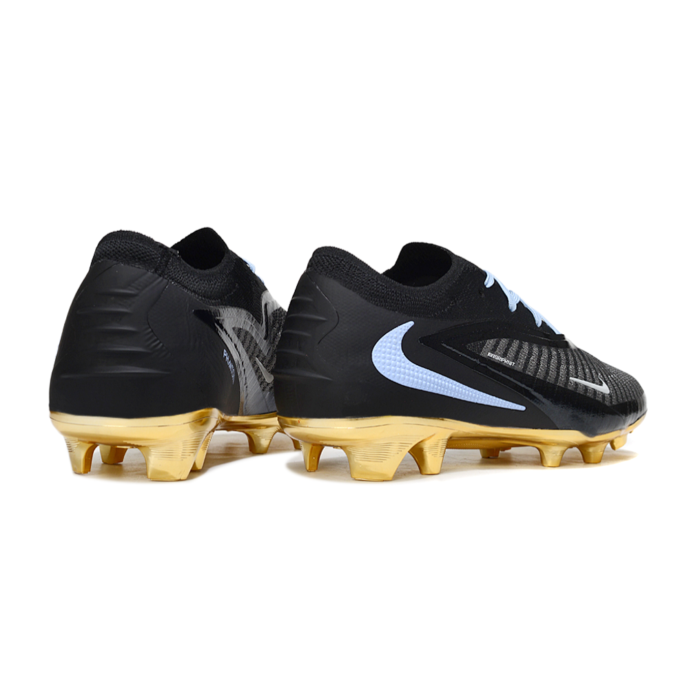 Chuteira Campo Nike Phantom GX 3 Elite FG Preto, Azul e Dourado