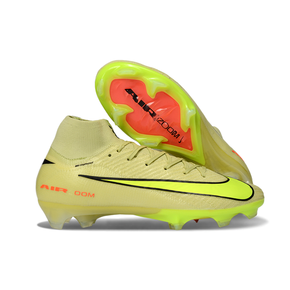Chuteira Campo Nike Air Zoom Mercurial Superfly 10 Elite FG Verde e Preto "Max Voltage Pack"