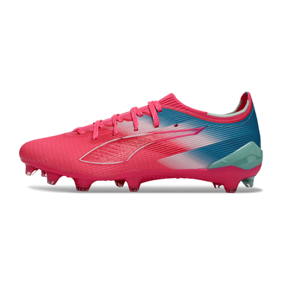 Chuteira Campo Puma Ultra 5 Ultimate FG Rosa e Azul "Re-Charge Pack"