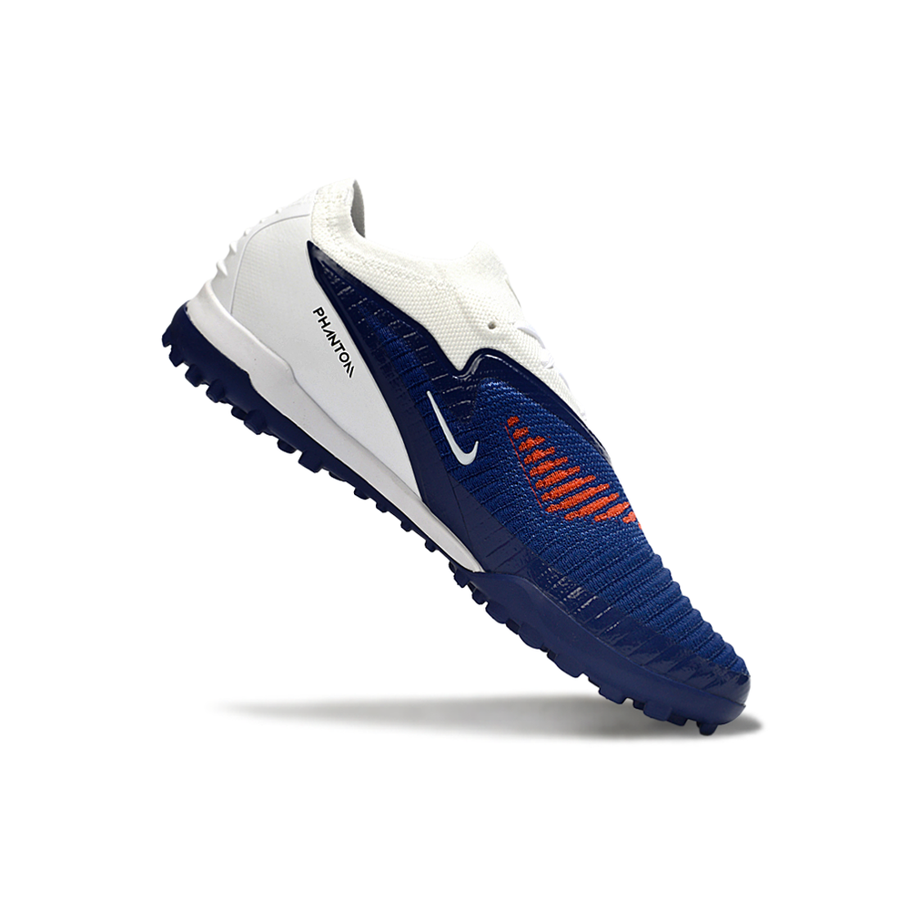 Chuteira Society Nike Phantom GX 6 Elite TF Branco, Azul e Laranja 