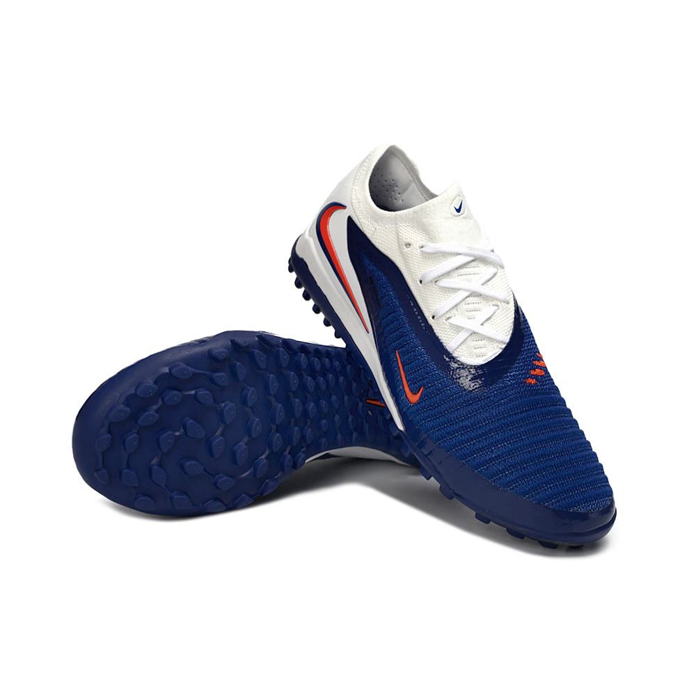 Chuteira Society Nike Phantom GX 6 Elite TF Branco, Azul e Laranja 