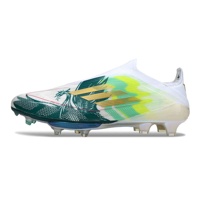 Chuteira Campo Adidas F50+ FG Branca e Verde "Salah"