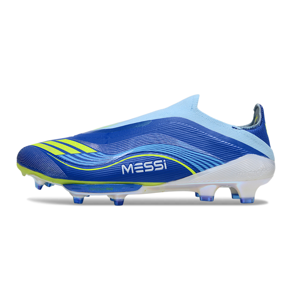Chuteira Campo Adidas F50+ FG Azul e Verde "Messi Vis10n"