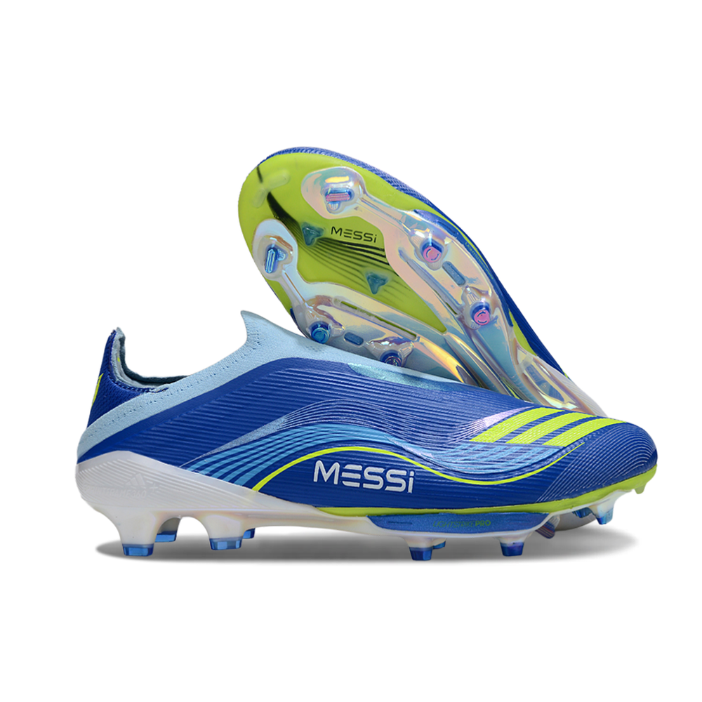 Chuteira Campo Adidas F50+ FG Azul e Verde "Messi Vis10n"