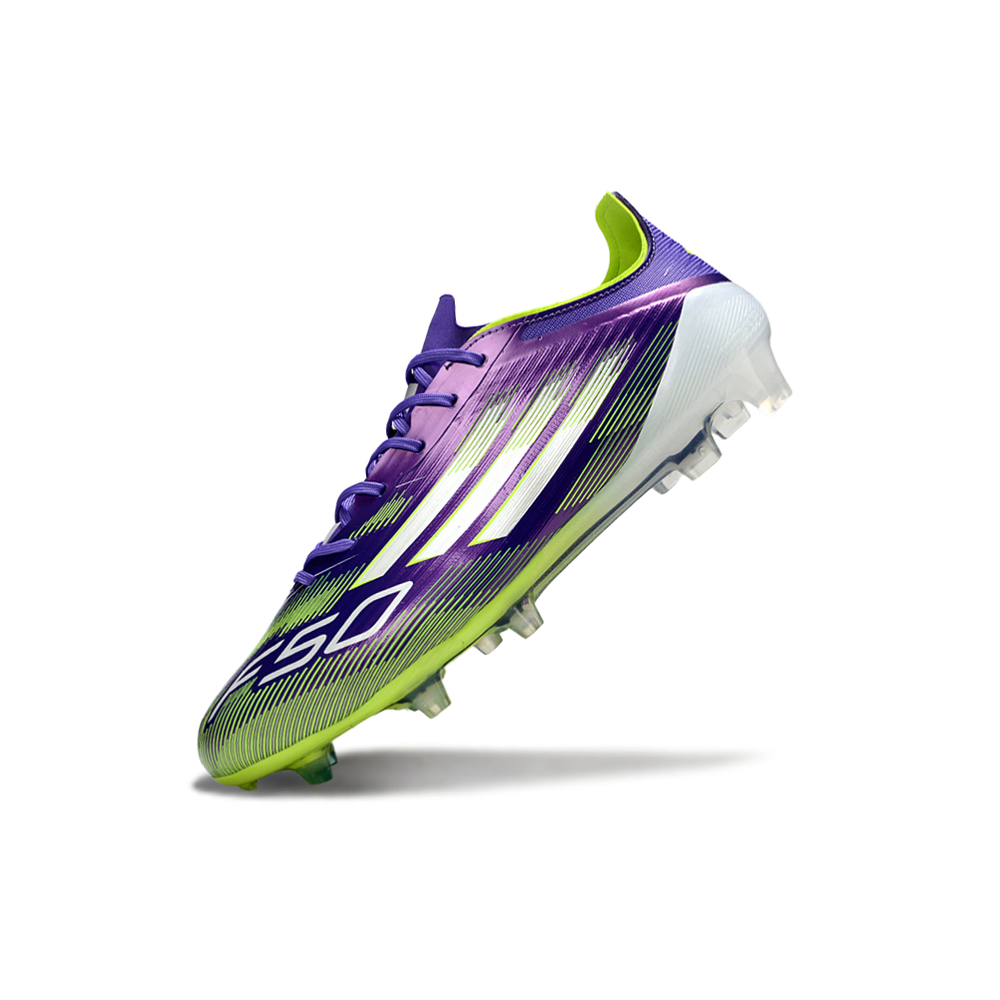 Chuteira Campo Adidas F50 Roxa com verde "Radiant Blaze"