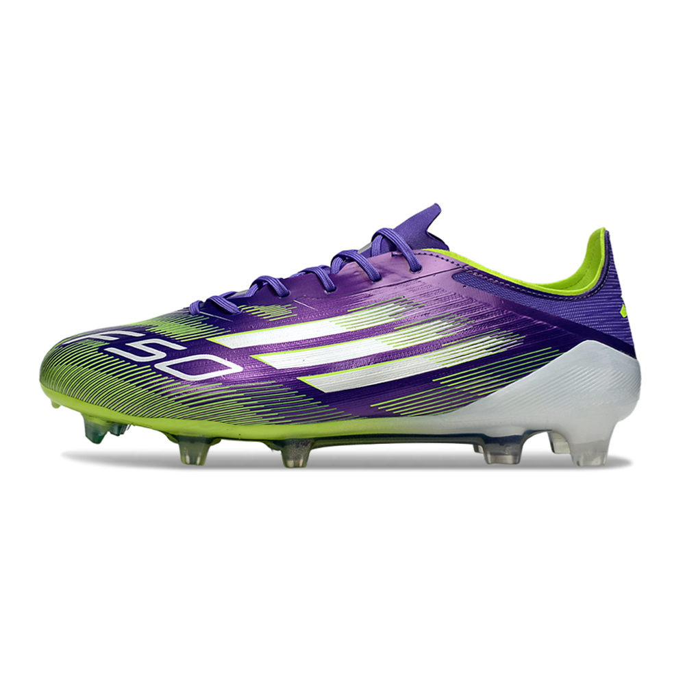 Chuteira Campo Adidas F50 Roxa com verde "Radiant Blaze"