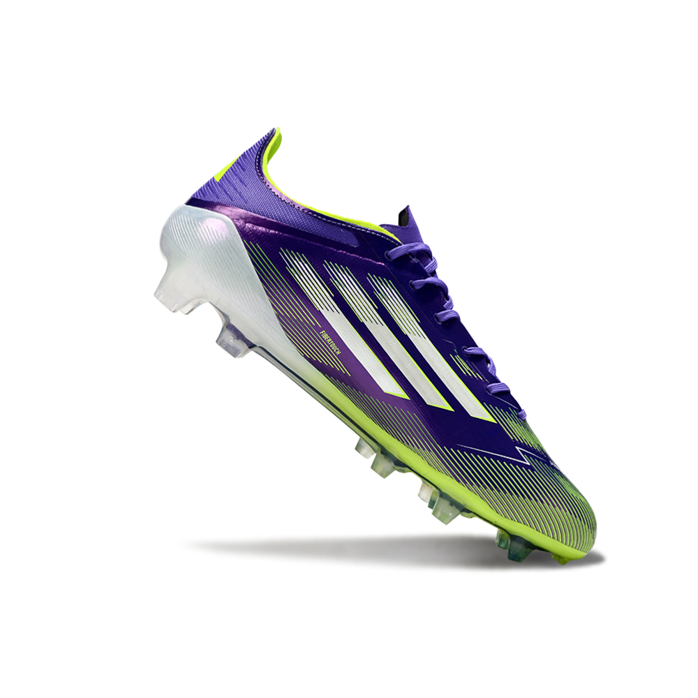 Chuteira Campo Adidas F50 Roxa com verde "Radiant Blaze"