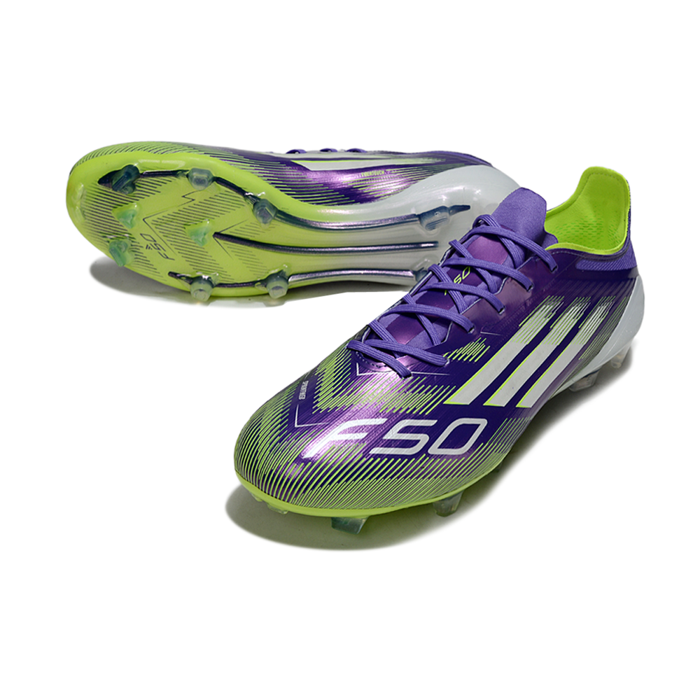 Chuteira Campo Adidas F50 Roxa com verde "Radiant Blaze"