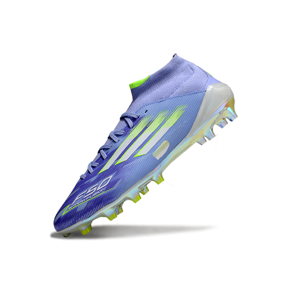 Chuteira Campo Adidas F50 Cano Médio FG Roxa e Verde "Euro"
