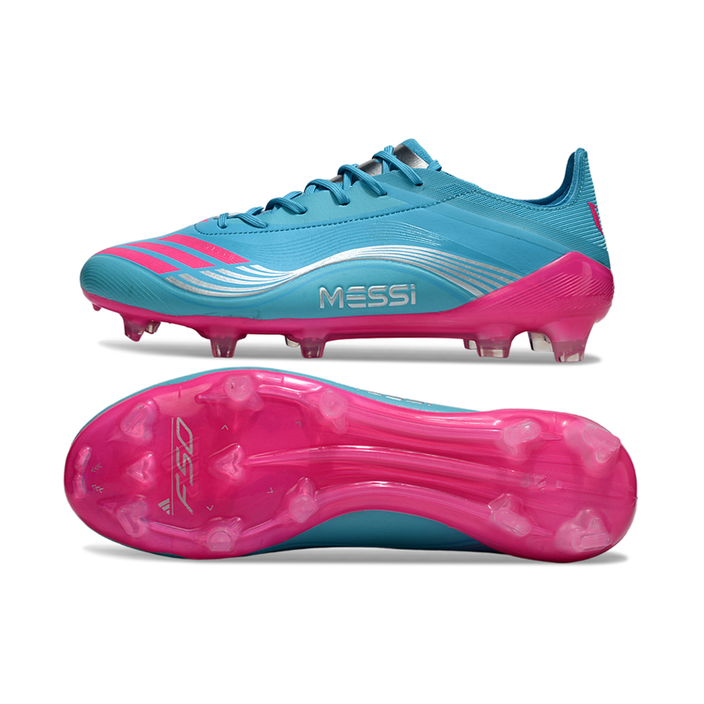 Chuteira Campo Adidas F50+FG Azul com Rosa
