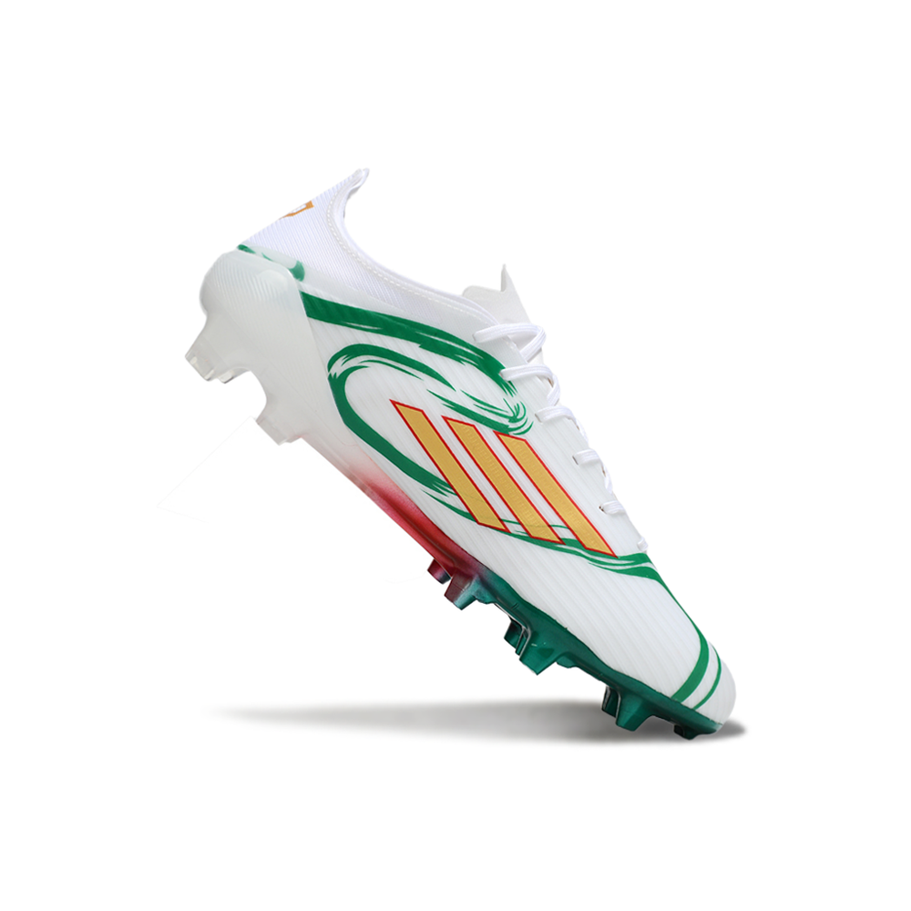 Chuteira Campo Adidas F50+FG Branco Verde e Vermelho