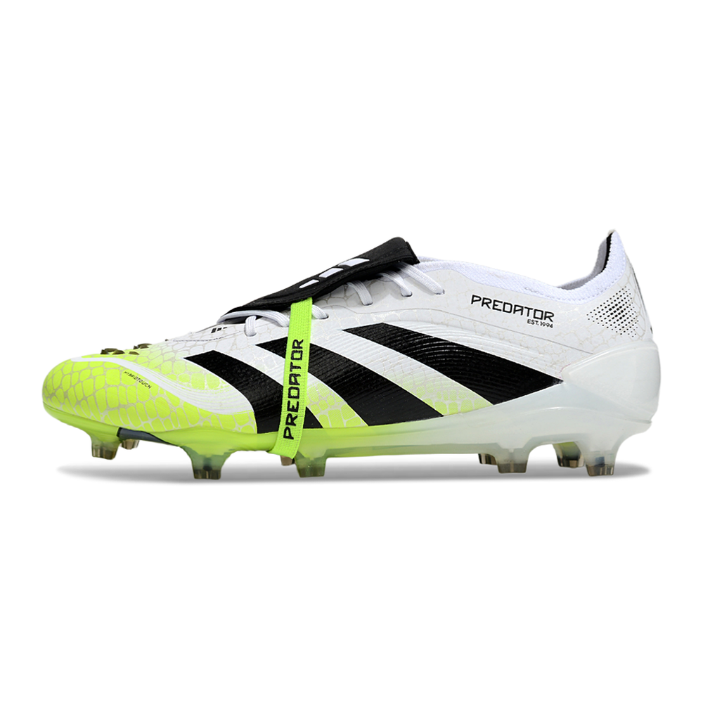 Chuteira Campo Adidas Predator FT 30 Elite FG Branca, Verde e Preta "Radiant Blaze"