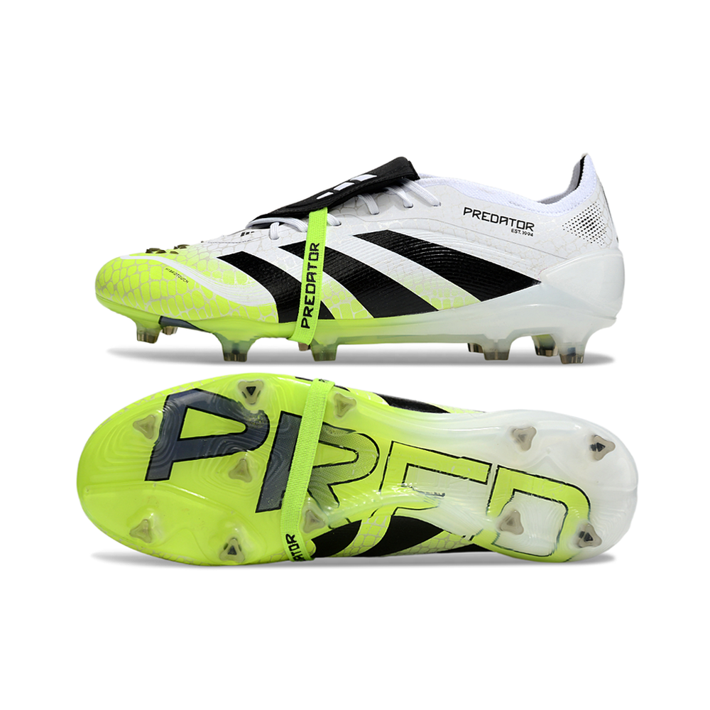 Chuteira Campo Adidas Predator FT 30 Elite FG Branca, Verde e Preta "Radiant Blaze"