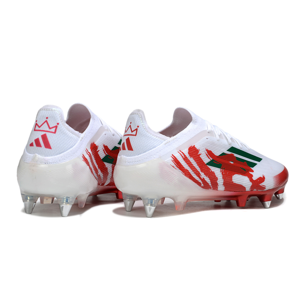Chuteira Campo Adidas F50 Ponta de Aluminio Branco, Vermelho e Verde 