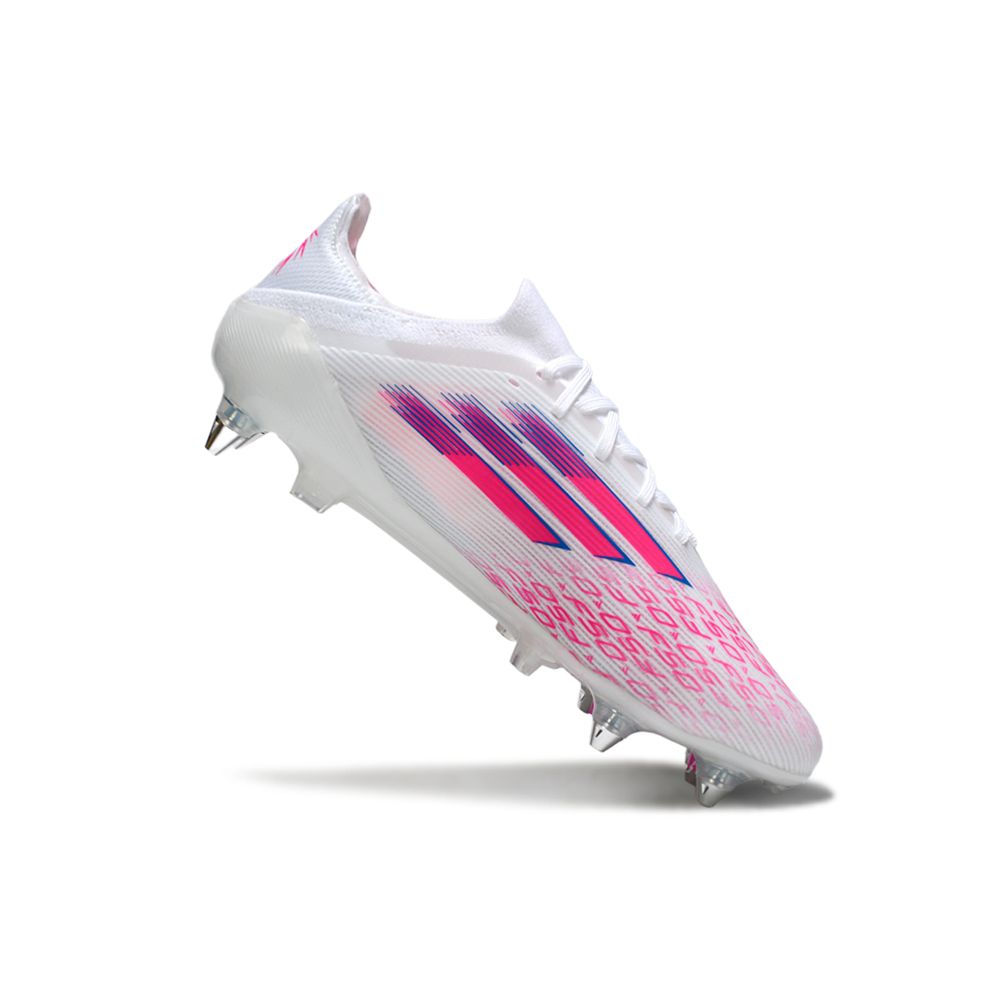 Chuteira Campo Adidas F50 Ponta de Aluminio Branco e Rosa 