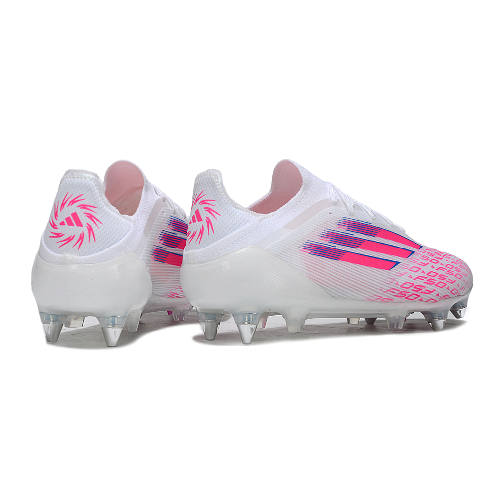 Chuteira Campo Adidas F50 Ponta de Aluminio Branco e Rosa 