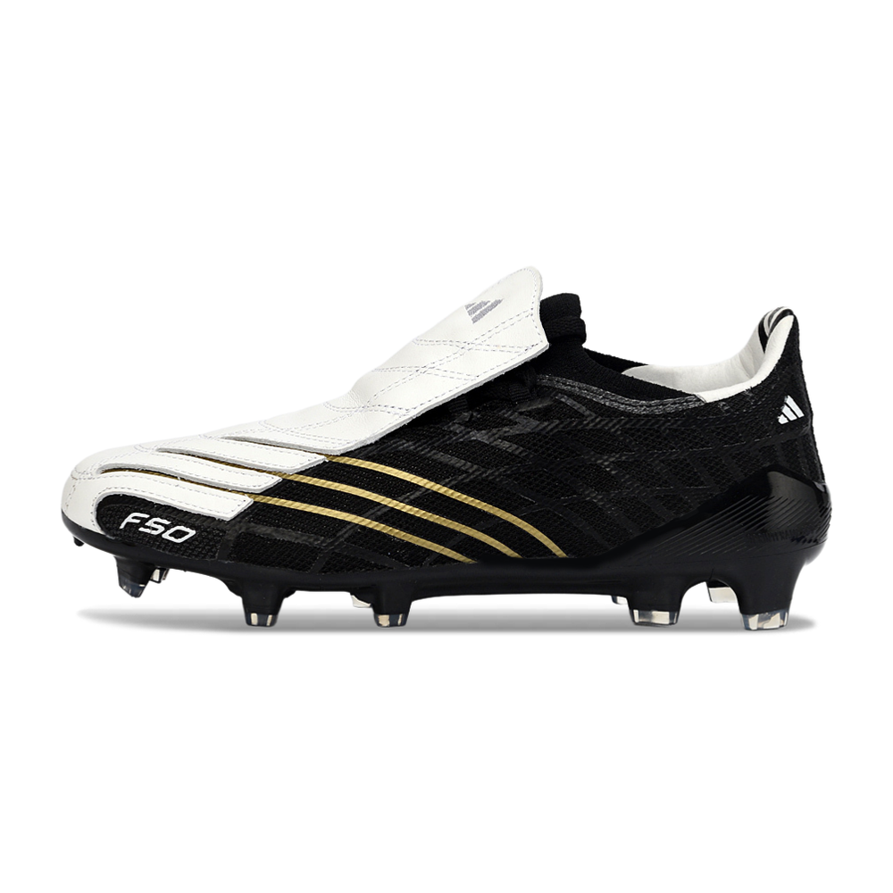 Chuteira Campo Adidas F50 Spider Remake Preto, Branco e Dourado