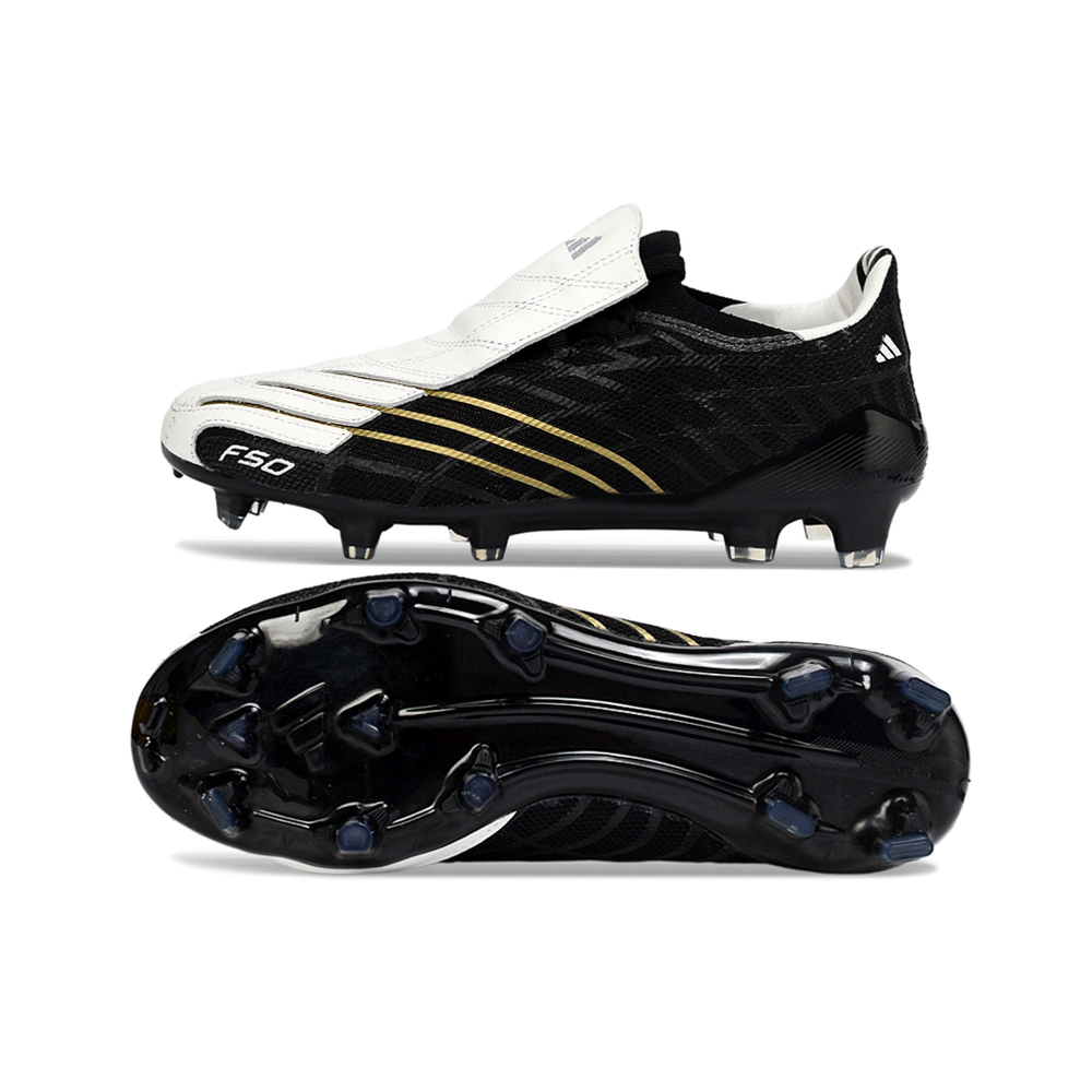 Chuteira Campo Adidas F50 Spider Remake Preto, Branco e Dourado