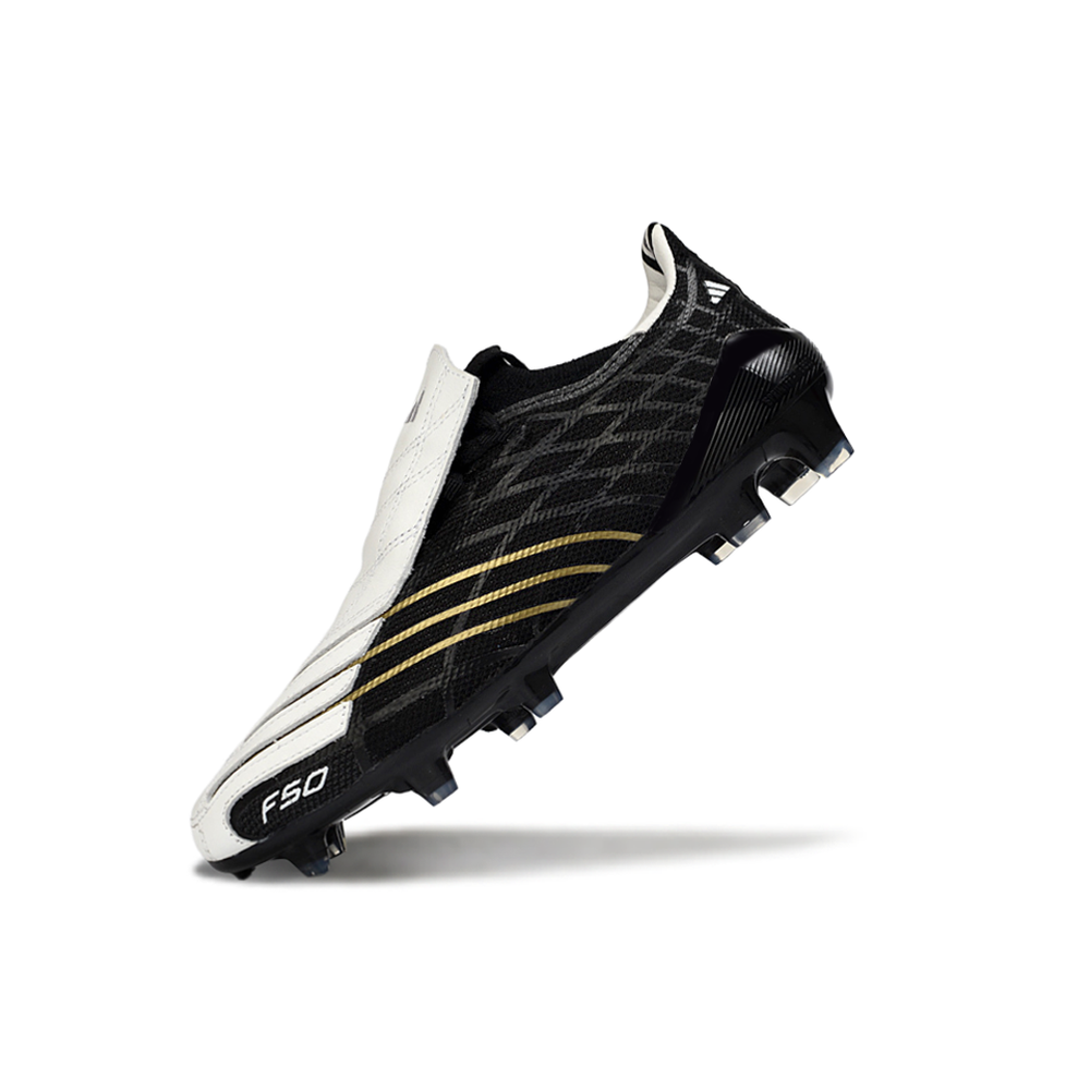 Chuteira Campo Adidas F50 Spider Remake Preto, Branco e Dourado