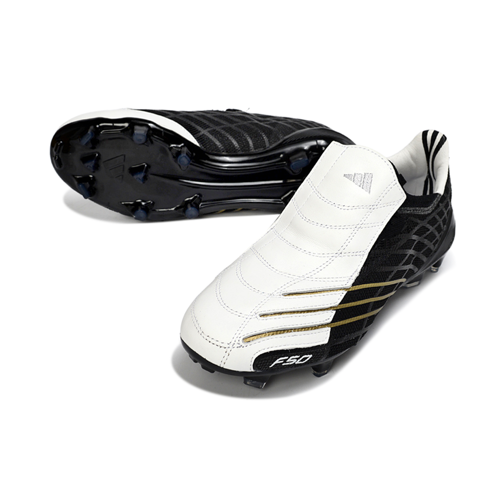 Chuteira Campo Adidas F50 Spider Remake Preto, Branco e Dourado