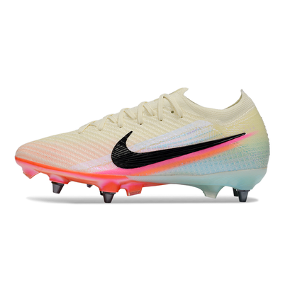 Chuteira Campo Nike Air Zoom Mercurial Vapor 16 Elite Trava Mista Bege, Azul, Rosa e Laranja