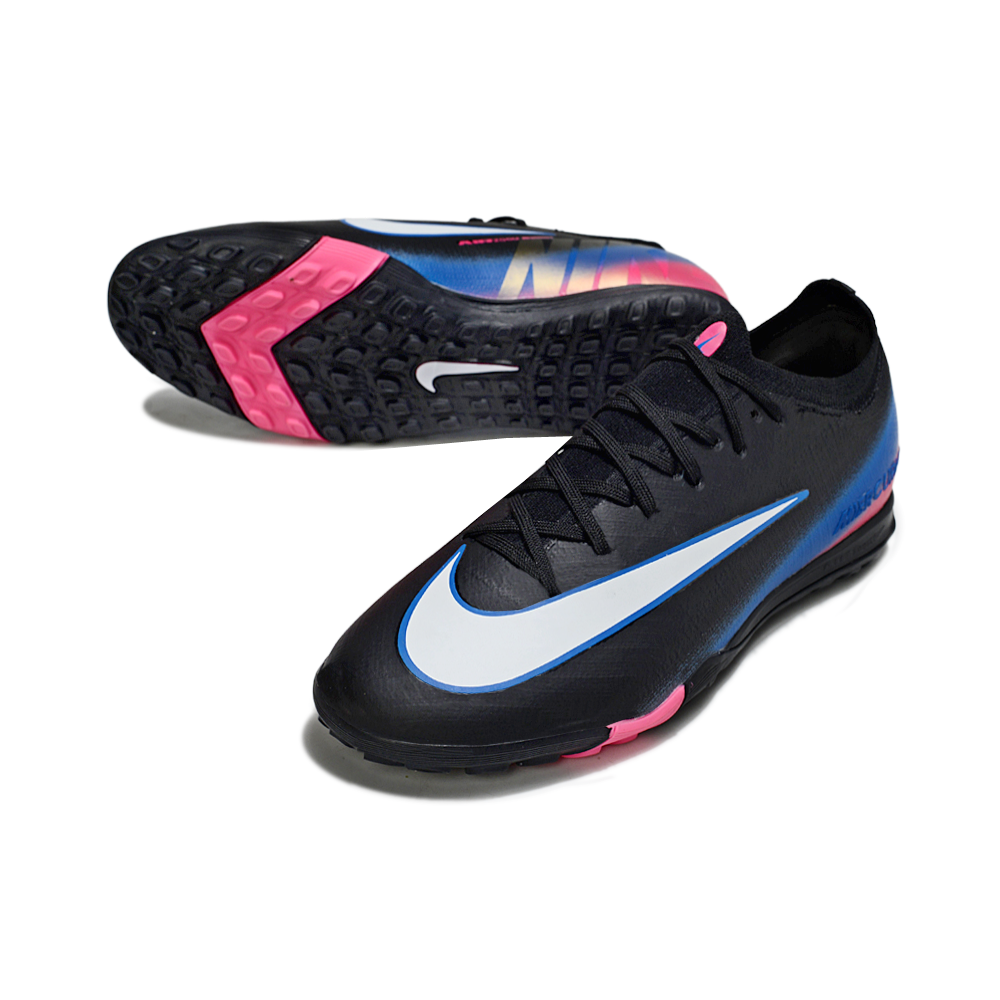 Chuteira Society Nike Air Zoom Mercurial Vapor 16 Elite TF Preto, Azul e Rosa
