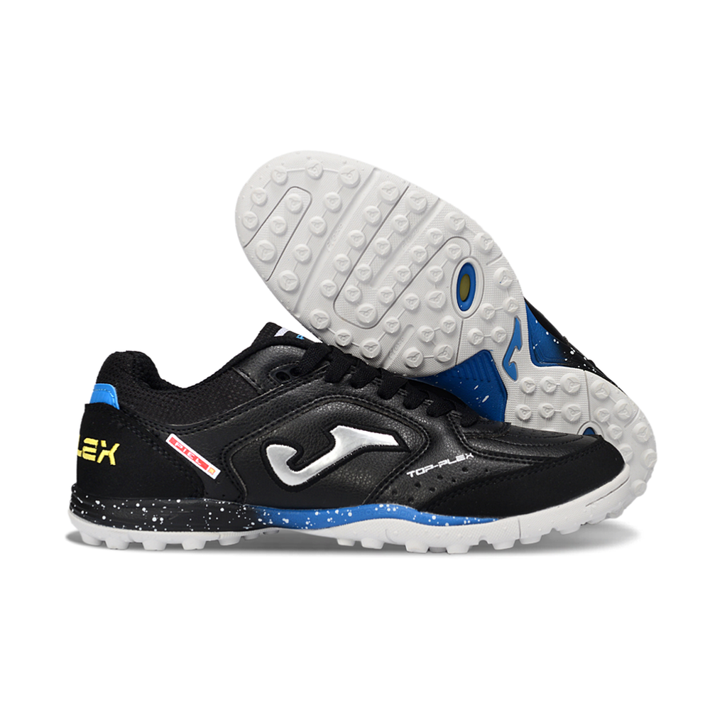 Chuteira Society Joma Top Flex Rebound TF Preta, Azul e Branca