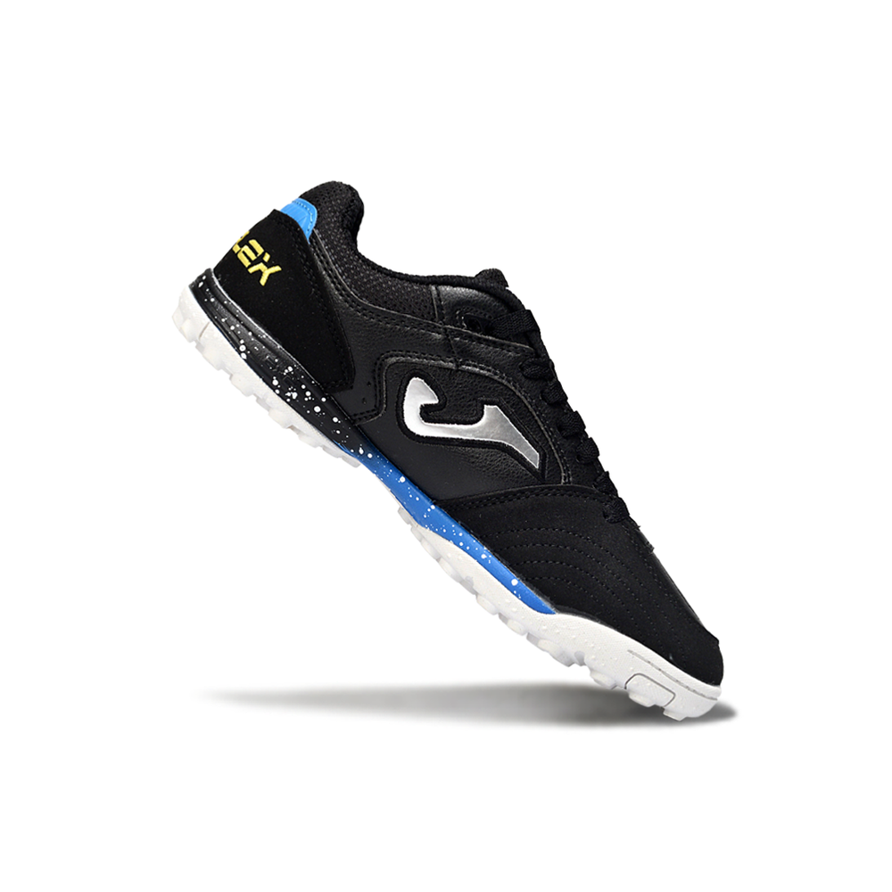 Chuteira Society Joma Top Flex Rebound TF Preta, Azul e Branca