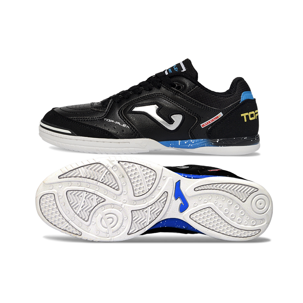 Chuteira Futsal Joma Top Flex Rebound IC Preta, Azul e Branca