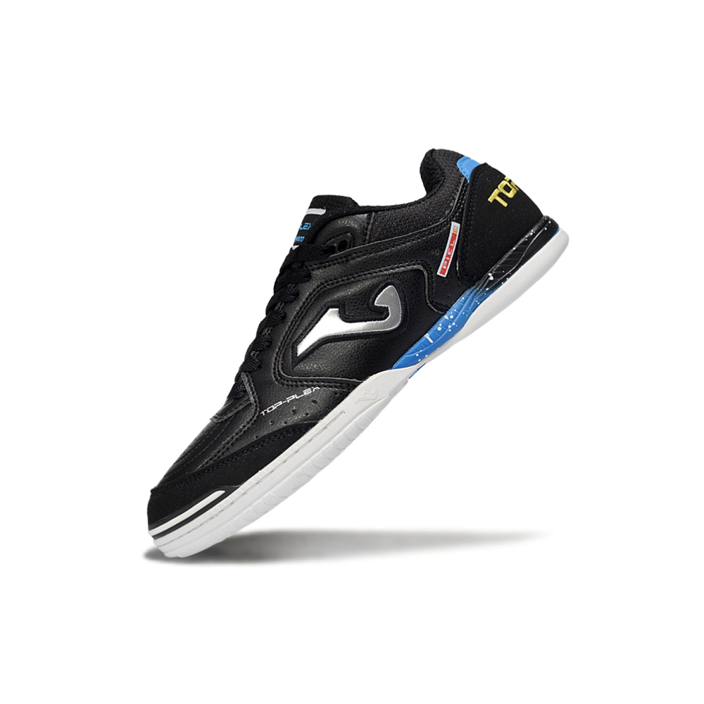 Chuteira Futsal Joma Top Flex Rebound IC Preta, Azul e Branca