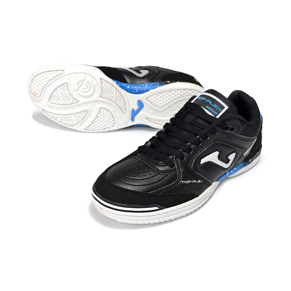 Chuteira Futsal Joma Top Flex Rebound IC Preta, Azul e Branca