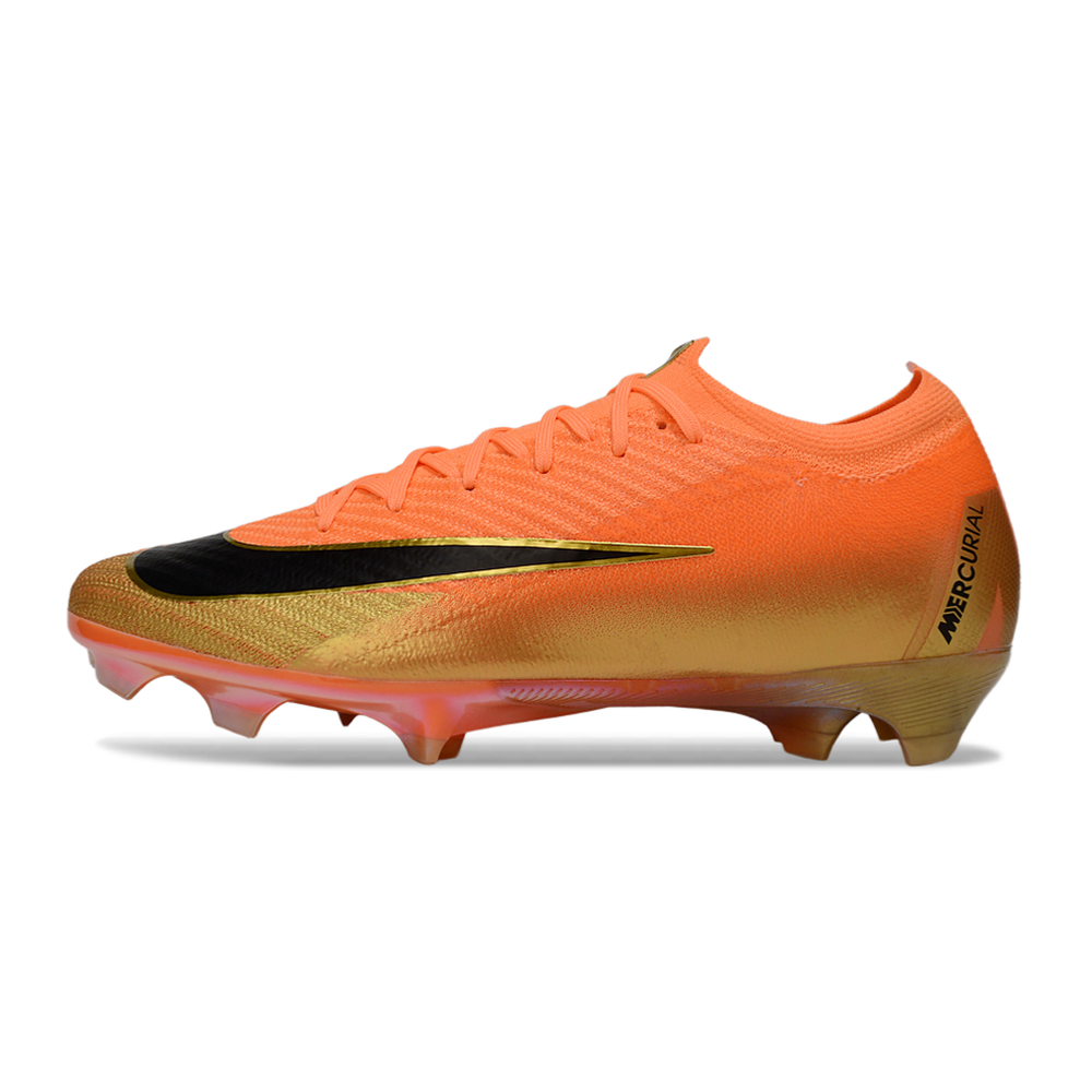 Chuteira Campo Nike Air Zoom Mercurial Vapor 16 Elite FG Laranja e Preto "Deja Vu"