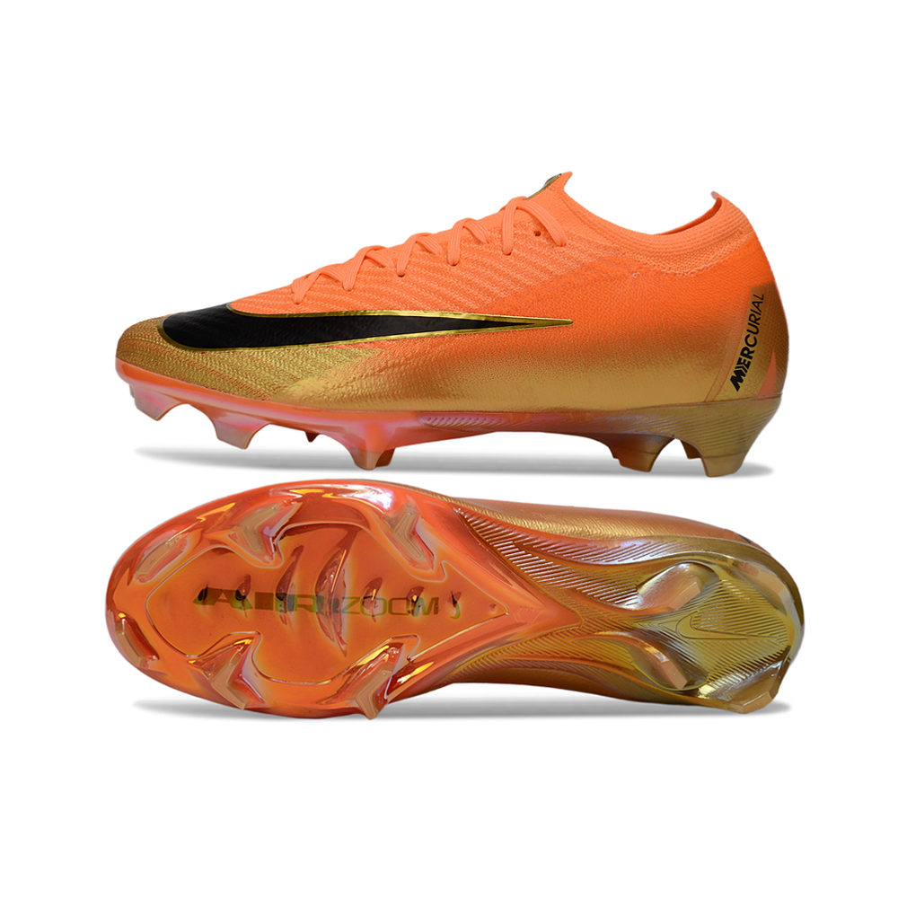Chuteira Campo Nike Air Zoom Mercurial Vapor 16 Elite FG Laranja e Preto "Deja Vu"