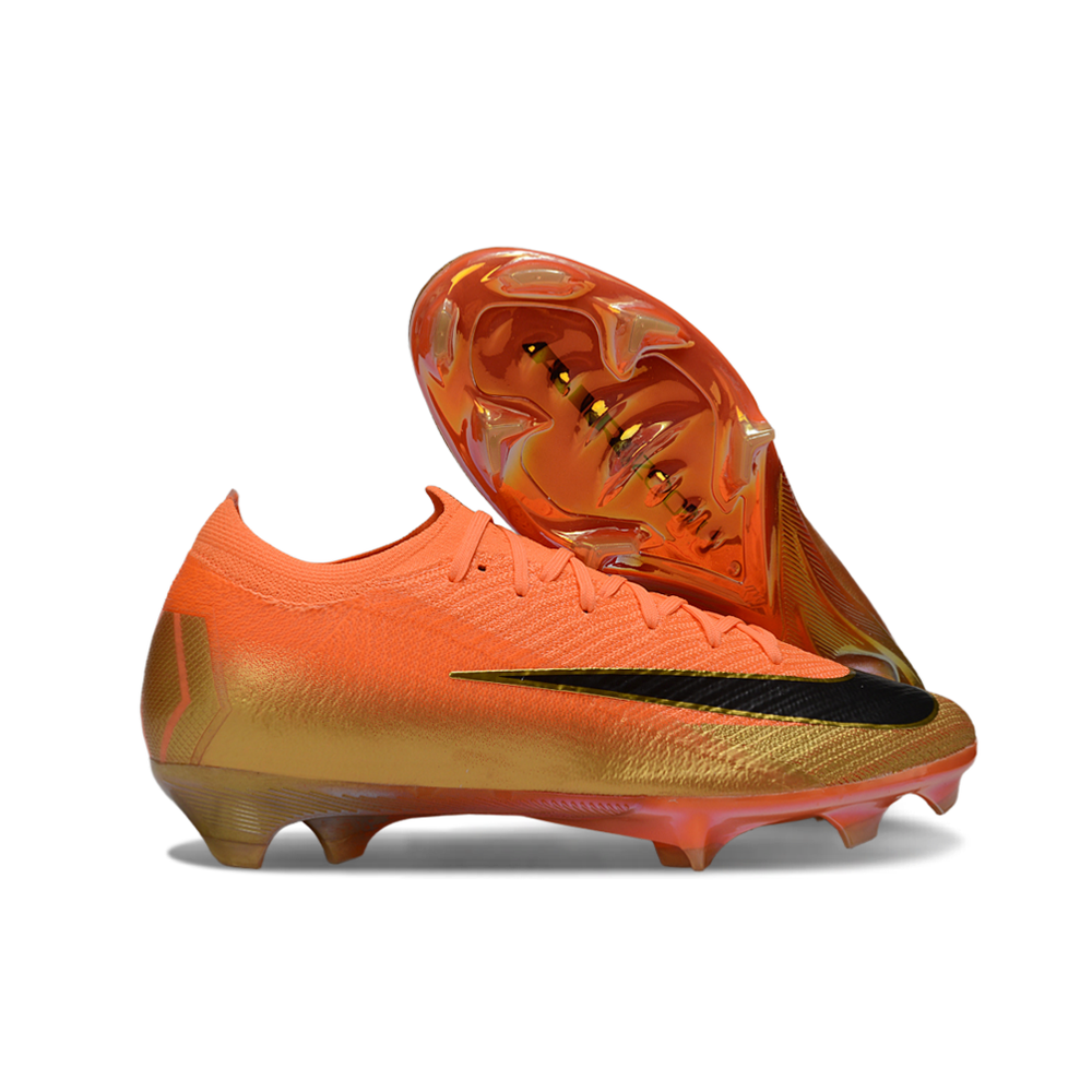 Chuteira Campo Nike Air Zoom Mercurial Vapor 16 Elite FG Laranja e Preto "Deja Vu"