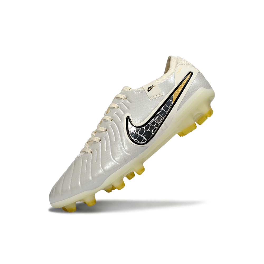 Chuteira Campo Nike Tiempo Legend 10 Elite FG Bege e Prata