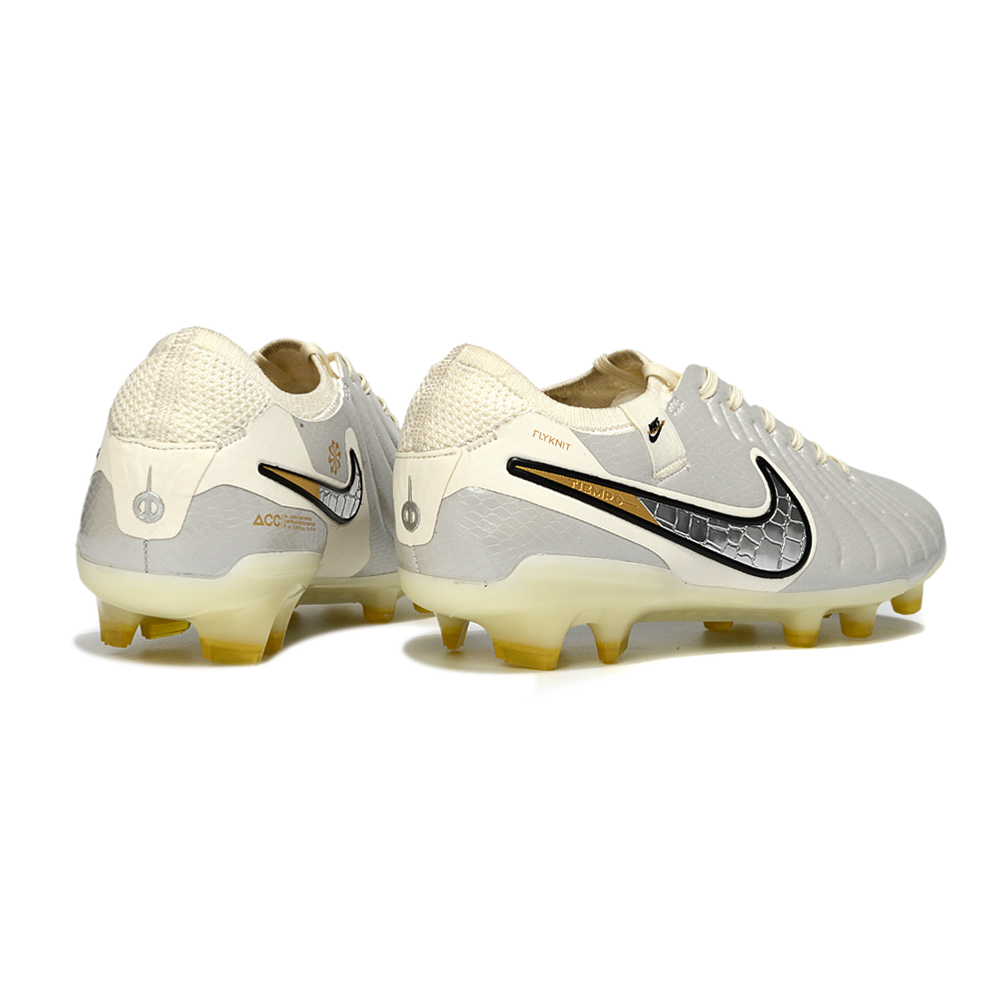 Chuteira Campo Nike Tiempo Legend 10 Elite FG Bege e Prata