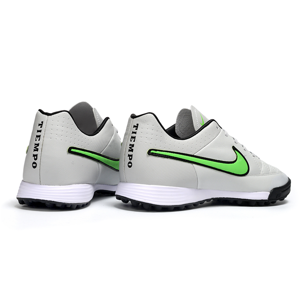 Chuteira Society Nike Retrô Tiempo Legend 4 Elite TF Cinza, Verde e Preto