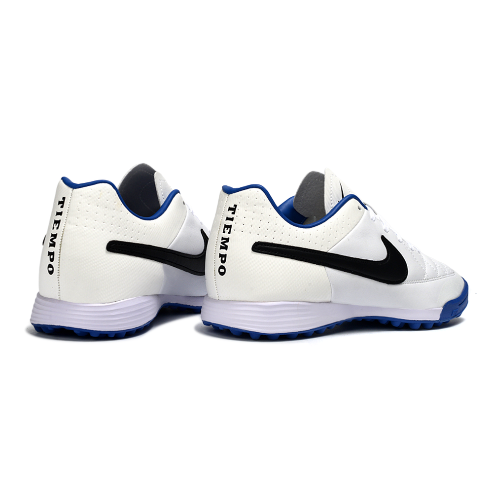 Chuteira Society Nike Retrô Tiempo Legend 4 Elite TF Branca, Preto e Azul