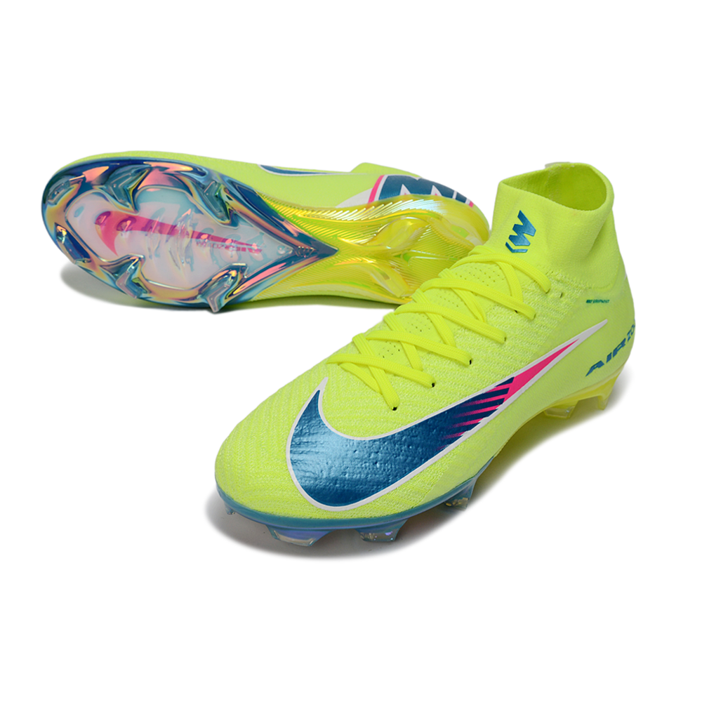 Chuteira Campo Nike Air Zoom Mercurial Superfly 10 Elite FG Verde, Azul e Rosa
