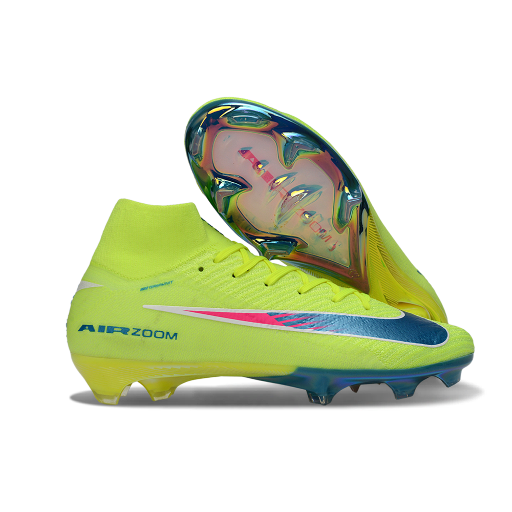 Chuteira Campo Nike Air Zoom Mercurial Superfly 10 Elite FG Verde, Azul e Rosa