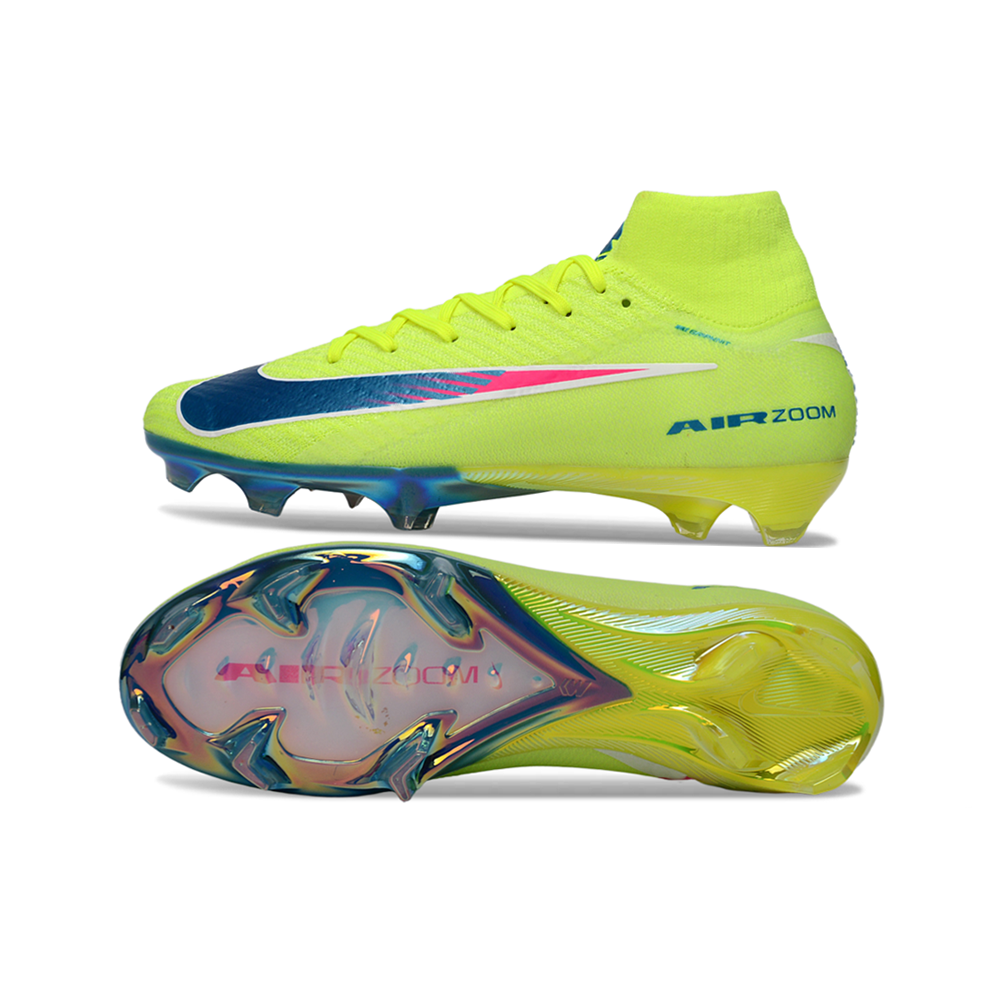 Chuteira Campo Nike Air Zoom Mercurial Superfly 10 Elite FG Verde, Azul e Rosa