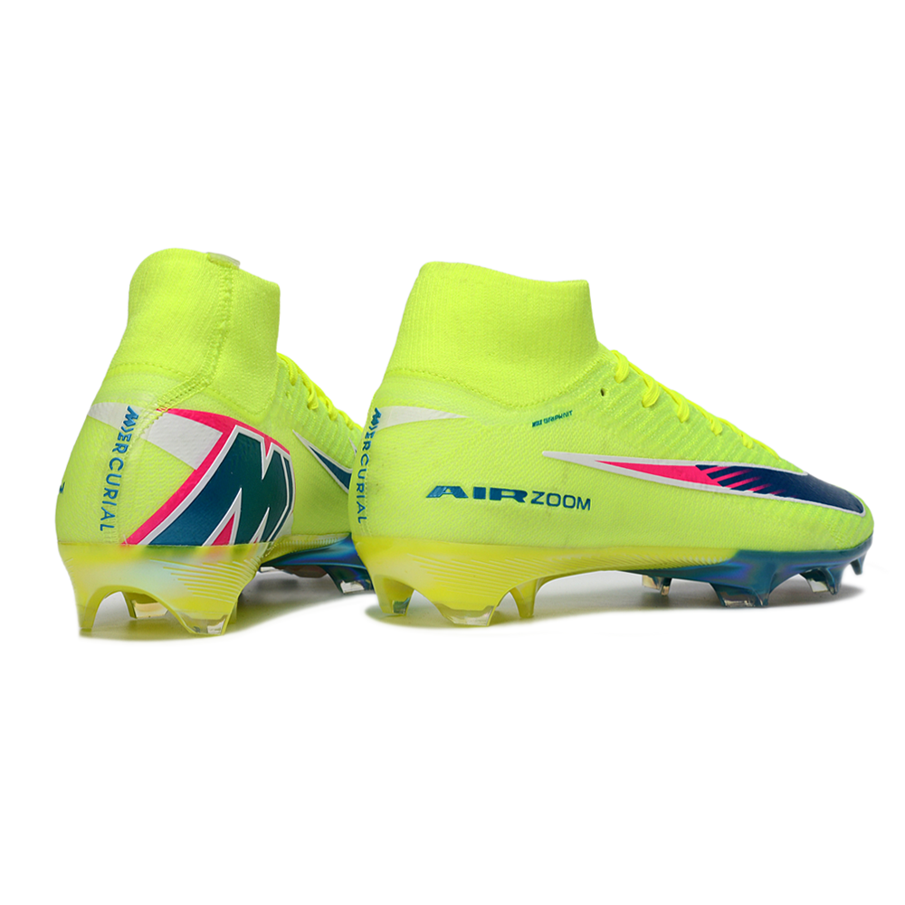 Chuteira Campo Nike Air Zoom Mercurial Superfly 10 Elite FG Verde, Azul e Rosa