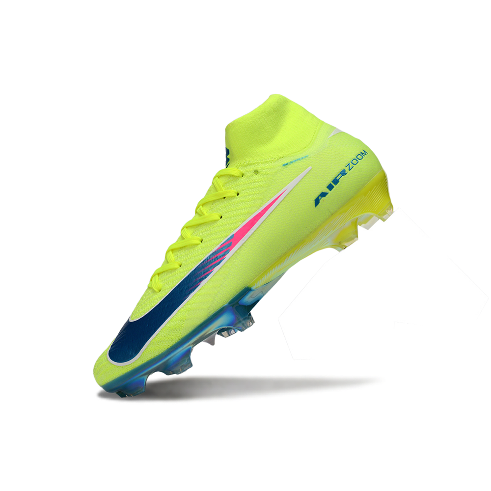 Chuteira Campo Nike Air Zoom Mercurial Superfly 10 Elite FG Verde, Azul e Rosa